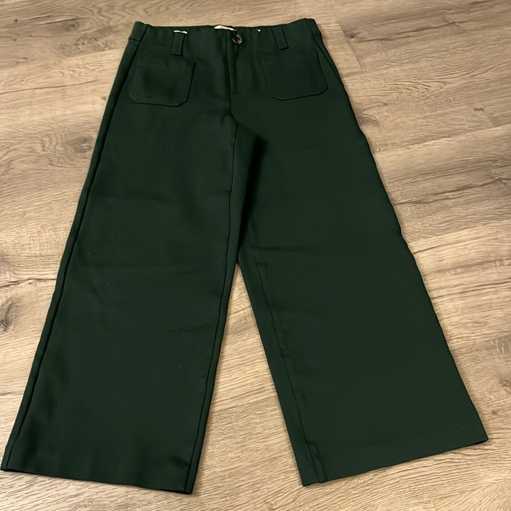 LOFT Dark Green Wide Leg Pants